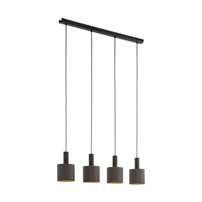 Obrázek EGLO Závěsná lampa Concessa 1, 4 žárovky textilní závěsné svítidlo, svítidlo z oceli a látky, barva: tmavě hnědá, cappuccino, zlatá, objímka: E27