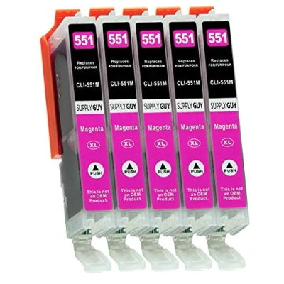 Obrázek Supply Guy 5 patron do tiskárny s čipem kompatibilních Canon CLI 551 Magenta pro IP7250 IP8750 IX6850 MG540 MG550 MG5650 MG5655 MG6350 MG6450 MG6650 MG7150 MG7550 MX725 MX925