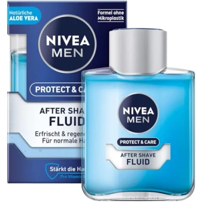 Obrázek NIVEA MEN Protect &amp; Care After Shave Fluid (100 ml), uklidňující Shave, péče o pleť po holení s Aloe Vera a Pro vitaminem B5