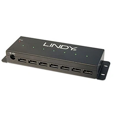 Obrázek LINDY USB 2. 0 kovový rozbočovač 7 portů Hub černý