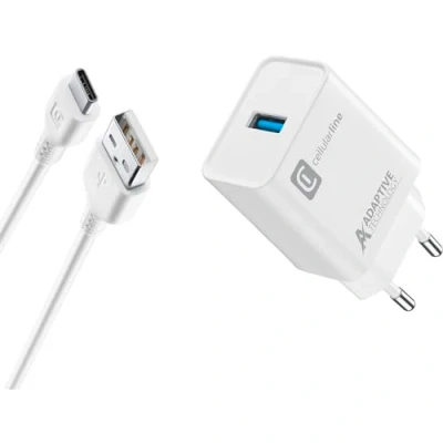 Obrázek Cellularline ACHKIT15WTYCTABW Ladegerät für Mobiltelefone, innen, Weiß, 1 m