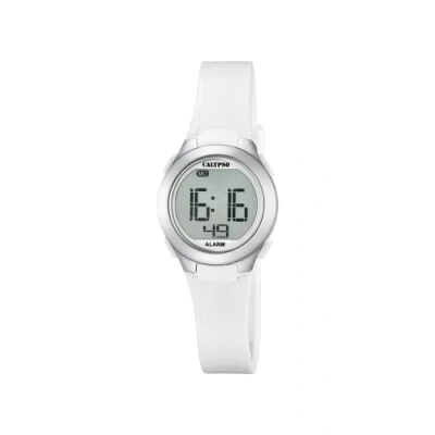 Obrázek Calypso Unisex digitální quartzové hodinky se silikonovým řemínkem K5677/1, Bílá/Lcd, Náramek