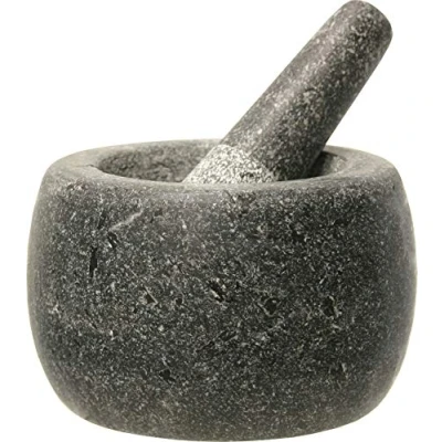 Obrázek JADE TEMPLE 17204 Steinmörser mit Stößel im Set, effektives und einfache mörsern,aus massive Granit 14 cm Durchmesser 10 höhe he, grau