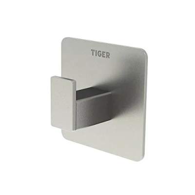 Obrázek Tiger Hook Pull Square for Clothes and Towels, Adhesive Fixing, 2.2 x 4.5 cm, Brushed Stainless Steel