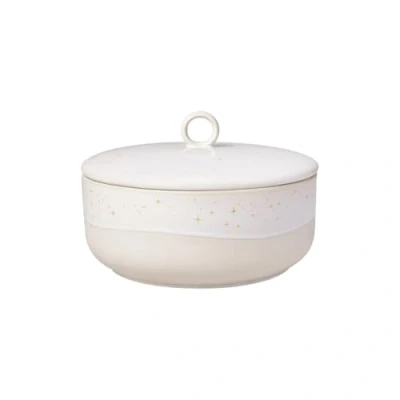 Obrázek like. by Villeroy &amp; Boch Winter Glow dóza kulatá béžová, vhodná do mikrovlnné trouby, zimní na pečivo, potraviny Vánoce, uložení sladkostí, cukroví, prémiový porcelán