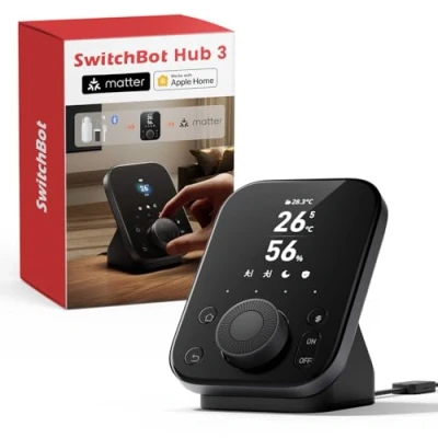 Obrázek SwitchBot Hub 3, Smart Home s matnou podporou, dálkové ovládání IR Bluetooth, WLAN teploměr a vlhkoměr (podporuje 2,4 GHz), kompatibilní Alexa, HomeKit, Google Home, IFTTT