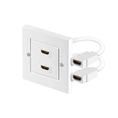 Obrázek Goobay 51723 HDMI zásuvka, nástěnná krabice, zásuvka pod omítku / pro instalaci, zdířka (typ A) &gt; A), 3D, 4k, pozlacené kontakty, bílá