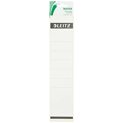Obrázek Leitz Samolepicí zadní štítek pro standardní pořadače a tvrdé lepenky, šířka hřbetu 80 mm, dlouhý široký formát, 62 x 285 10 kusů, papír, bílý, 16401001