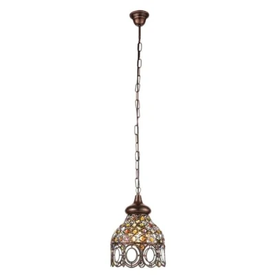 Obrázek EGLO závěsné svítidlo Jadida, 1 plamenná závěsná lampa vintage, orientální, z oceli v měděném starožitném provedení a barevné sklo, na jídelní stůl, do obývacího pokoje