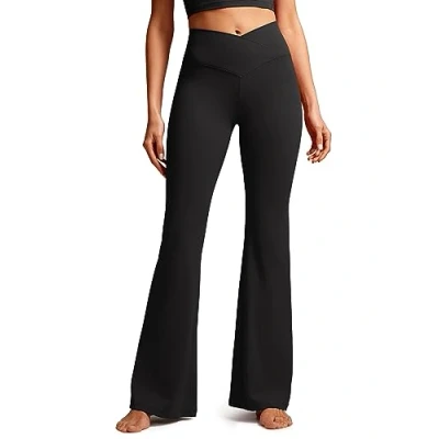 Obrázek CRZ YOGA Dámské Butterluxe Bootcut kalhoty na jógu legíny Crossover High Waist neprůhledné sportovní fitness 79 cm, černá