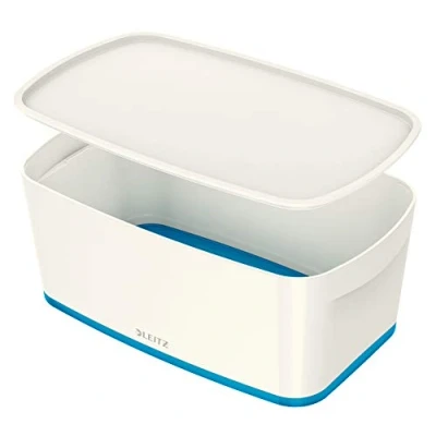 Obrázek Leitz MyBox, úložný box s víkem, malý, neprůhledný, bílá/modrá metalická, plast, 52291036