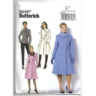 Obrázek Butterick Patterns 6497 B5 Misses/Miss Petite Jacke und Mantel Schnittmuster, mehrfarbig, Größen 816