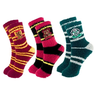 Obrázek Harry Potter ponožky, Bradavice Nebelvír Zmijozelín design, balení 3 ks, ponožky do pantoflí pro dospělé, dárky, jednotná velikost EU 36 až 40, vícebarevné, 2200008099, vícebarevné