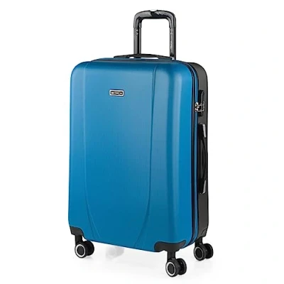 Obrázek ITACA Kufr velký 4 kola lehký Cestovní s kolečky velký. pro letadla, kufr, tvrdá skořepina ověřeným zámkem Trolley, modrý it, Modrá antracitová,