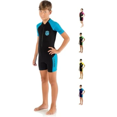 Obrázek Cressi Little Shark Jr Shorty 2 mm krátký rukáv neoprenový oblek pro děti, černá/žlutá, 7/8 let