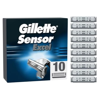 Obrázek Gillette Sensor Excel holicí břity pro strojky, 10 náhradních břitů mokré strojky s dvojitou čepelí
