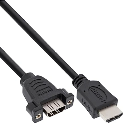 Obrázek InLine 17500B HDMI 4K2K kabel adaptéru pro montáž, A konektor/zásuvka, 0,6 m