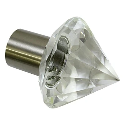 Obrázek GARDINIA Koncové knoflíky pro záclonové tyče, 2 x koncovka edice Facette, série Chicago, kov, vzhled ušlechtilé oceli, průměr 20 mm, oceli
