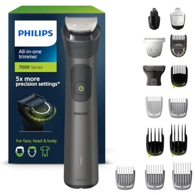 Obrázek Philips Multigroom Series 7000, zastřihovač vousů vše v jednom, 15 1 a na obličej, hlavu tělo nástroj s 26 nastaveními délky (0,520 mm) (model MG7950/15)