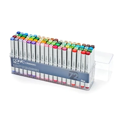 Obrázek COPIC Klasická sada &quot;72 Colors C&quot;, 72dílná v akrylovém displeji, Twin Marker se středně širokým a jemným hrotem