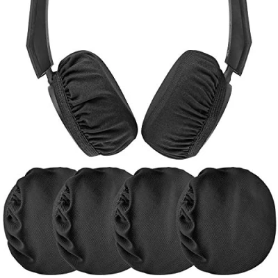 Obrázek Geekria Stretchable Fabric Headphone Covers/Washable Sanitary Earcup Earpad Covers Fits 1.6&quot; 3.15&quot; (4cm 8cm Ear Pad) small Over Headphone/Headset / 4 pcs (2 Pairs) Black