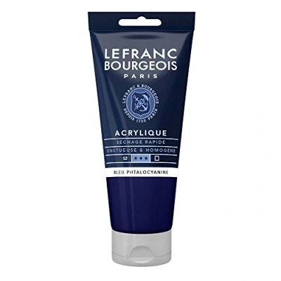 Obrázek Lefranc Bourgeois akrylová barva 300409 Fine ftalocyaninová modrá, 80ml tuba, krémová na vodní bázi, rychleschnoucí, stálá světle, voděodolná