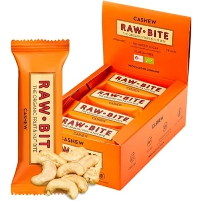 Obrázek RAWBITE Tyčinka CASHEW I 12 měkkých tyčinek z bio ořechu ve výhodném boxu data a ořechy Vegan, bez lepku, laktózy obsahuje přirozeně cukr s g proteinem x 50