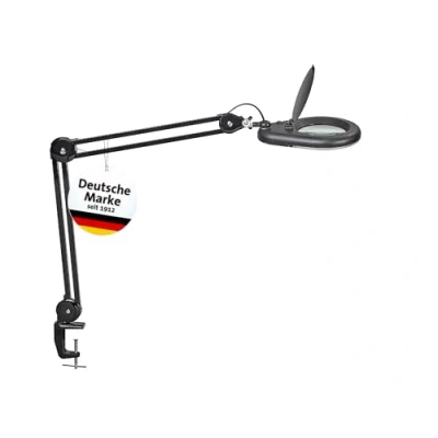 Obrázek MAUL Lupové svítidlo MAULviso LED lupa s patkou pro přesnou práci v dílně, kanceláři a lékařských ordinacích lampa na denní světlo 6 500 K 1,75násobným zvětšením černá barva