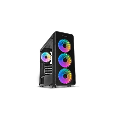 Obrázek NOX ARGB Hummer TGM Box NXHUMMERTGM Micro ATX ITX Box, 4 předinstalované 120mm ventilátor, tvrzené sklo, místo až pro 6 ventilátorů, USB 3. 0, černý