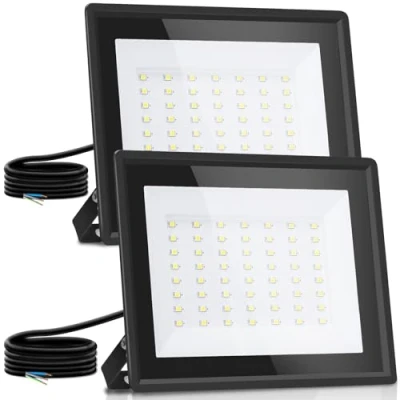 Obrázek Aigostar venkovní LED zářič 50 W, 2 kusy, přírodní bílá 4000 K 4300 lumenů světlomet IP65 vodotěsný reflektor pro světlý zahradu, garáž, sportovní hřiště, dvůr,