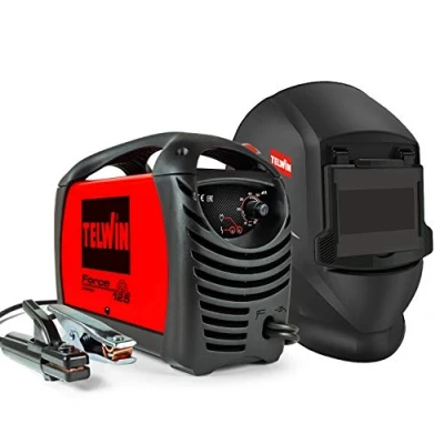 Obrázek Telwin 815861 Force 125 Svařovací invertor pro svařování elektrodami kompletní se svářečskou helmou, 230 V, červená, + svářecí helma