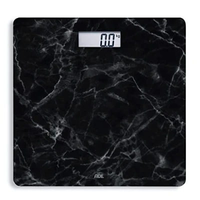 Obrázek ADE Digitální váha černá mramorový vzhled velmi přesná tvrzené bezpečnostní sklo do 180 kg