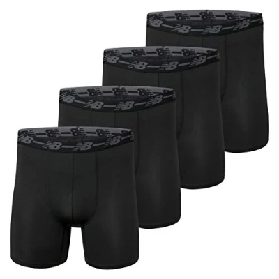 Obrázek New Balance Herren 5 Performance No Fly Boxer Brief (4 Pack) Badehose, Schwarz/Schwarz/Schwarz/Schwarz, 3XL Größen Tall