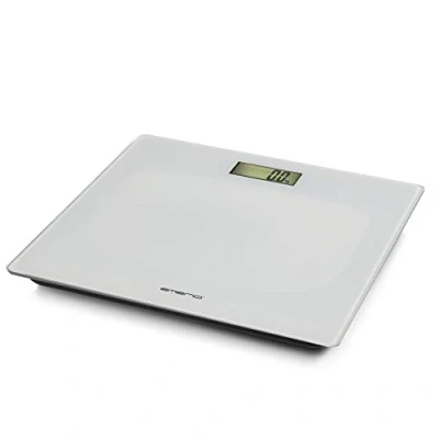Obrázek Digitální osobní váha od Emerio s přesnými senzory, technologie step on, vč. 2x AAA baterií, LCD displej, jednotky v kg/lb/st, až max. 180 kg, ultra tenké, auto off, sklo bílé, 28 x 2 cm