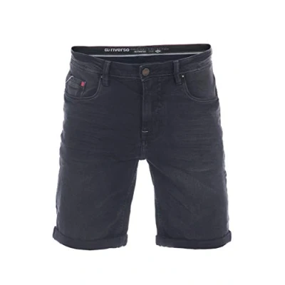 Obrázek riverso Džínové šortky pánské strečové krátké Regular Fit RIVUdo kalhoty bermudy letní Denim jednobarevné šedé modré černé 30 31 32 33 34 36 38 40 42 44 46, Black (B122)