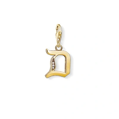 Obrázek Thomas Sabo Dámský přívěsek L písmeno Charm Club 925 sterlingové stříbro 1618 414 39, Pozlacené žluté zlato 750, 925, zirkony.