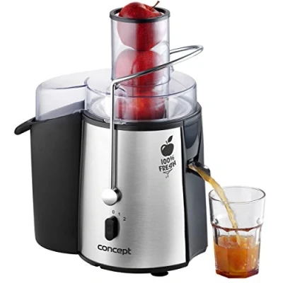 Obrázek Concept Domácí přístroje LO7026 Odšťavovač Fresh s XXL Einfuelloeffnung, 7,2 cm a dvě Schaltstufen, 16 800 otáček Za minutu, 1,8 l, 1000 W, stříbrná