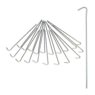 Obrázek Relaxdays Sada 20 stanových hřebíků, kolíků, kempování, kotvy do země pro upevnění stanu, protiháčky, kotva 22 cm, ocel, stříbrná, 22,00 x 2,50 0,30 cm