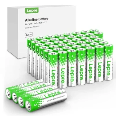 Obrázek Lepro AA baterie, 48 kusů, alkalická baterie s 1,5 V dlouhá životnost, výkonná a zabezpečená proti vytečení, ideální pro dálkové ovládání, hračky, hodinky, kapesní svítilnu UVM