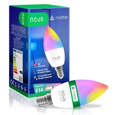 Obrázek NOUS Chytrá WiFi žárovka P4 RGB E14, kompatibilní s matnou, Alexa, Google Home &amp; Apple HomeKit, Smart Home, dálkové ovládání, LED lampa, změna barvy, žárovka, 2,4 GHz