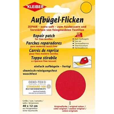 Obrázek Kleiber + Co.GmbH nažehlovací záplaty Zefír, červená, cca 40 cm x 12