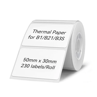 Obrázek Etikettenmacher Klebeband, 50 x 30 mm, wasserdicht, Aufkleber, Papier, Versandadresse, Beschriftung, Ersatz mit Selbstklebend für NIIMBOT B1/B21/B3S Etikettendrucker 1 Rolle 230 Stück (weiß)