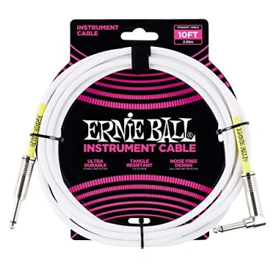 Obrázek Ernie Ball Instrumentenkabel, gerade/gewinkelt, 3,048 m, Weiß