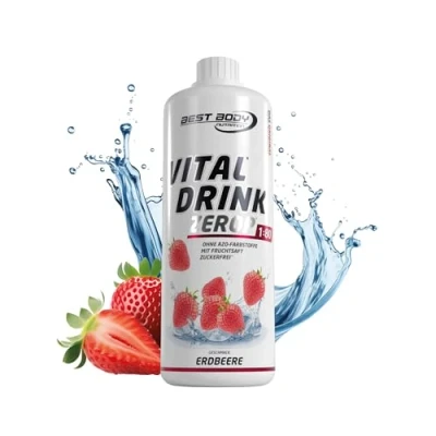 Obrázek Best Body Nutrition Vital Drink ZEROP® jahoda, originální nápojový koncentrát sirup bez cukru, 1:80 vydává 80 litrů hotového nápoje, 1000 ml