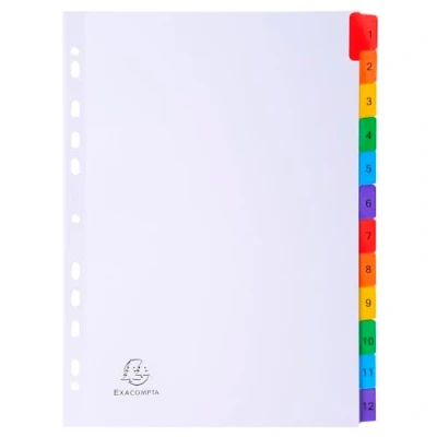 Obrázek Exacompta Kartonový rejstřík MWD1 5Z 1 5 pro DIN A4 z kartonu 5dílný plná výška 21 x 29,7 cm bílý, zesílené desky s indexovou stranou dělicí listy, oddělovací proužky, pořadače