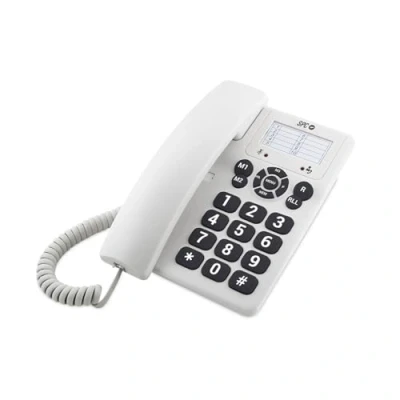 Obrázek SPC Original Tisch oder Wandtelefon, mit großen, leicht zu bedienenden Tasten, 3 Direktspeicher, extra Laute Klingellautstärke, Wahlwiederholung, Farbe Weiß