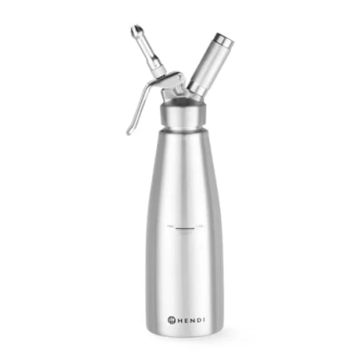 Obrázek HENDI Sahnespender, Inklusive Set aus 3 Edelstahl Spritztüllen und Reinigungsbürste, Sahne Mousses Desserts kalten Schäumen Saucen, 1L, ø98x(H)330mm, Edelstahl, Silber