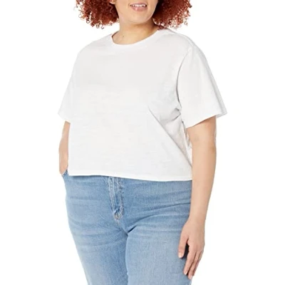 Obrázek The Drop Damen Sydney T Shirt, kurzer Cropped Stil, Rundhalsausschnitt, Weiß, XXS