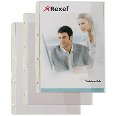 Obrázek Rexel 227784 obal na dokumenty s víkem (standardní otvor, A4, PVC fólie, lehce zdrsněná, 0,12 mm) transparentní