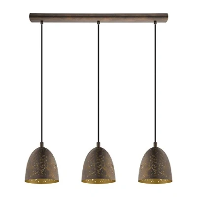 Obrázek EGLO závěsná lampa Safi, 3 žárovky vintage závěsné svítidlo v industriálním designu, retro z oceli, barva: hnědá, zlatá, objímka: E27